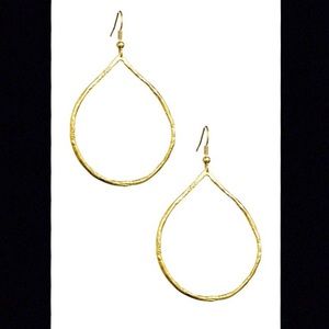 Matte Organic Hammered Teardrop Hoops, NWOT